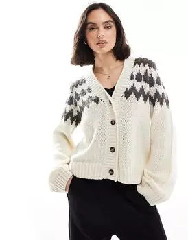 Aware вязаный кардиган в стиле фэр-айл кремового цвета Vero Moda