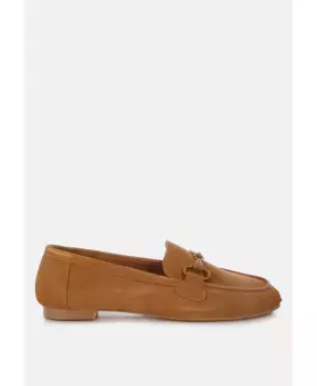 Awen Monochromatic Horsebit Real Suede Loafers – Лоферы Awen Monochromatic Horsebit из натуральной замши Rag & Co, коричневый/бежевый
