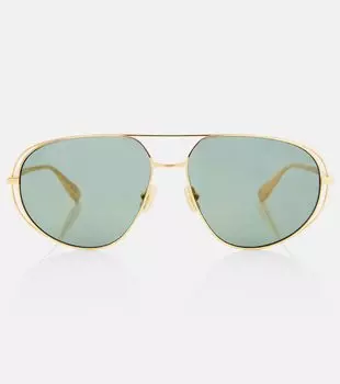 Авиаторские солнцезащитные очки Bottega Veneta, Gold-Gold-Green