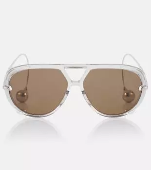 Авиаторские солнцезащитные очки Bottega Veneta, Grey-Silver-Brown