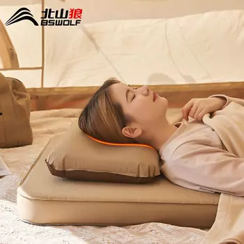 Автоматическая надувная подушка из губки Beishan Wolf (BSWolf), портативная подушка для кемпинга, дорожная подушка для сна на дальних расстояниях/подушка из губки Yunyao цвета молочного кофе