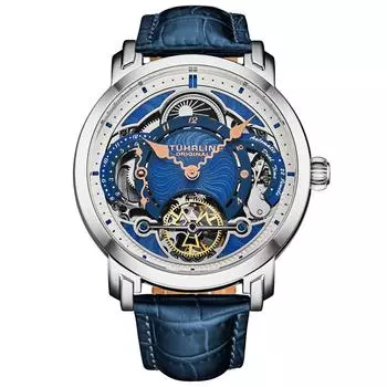 Автоматические часы Celestial Timekeeper 1017 Dual Time, 44 мм, скелетон STHRLING Original, синий