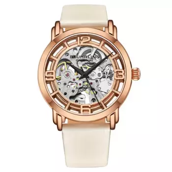 Автоматические часы Winchester Skeleton с ремешком из атласного твила STHRLING Original, розовое золото