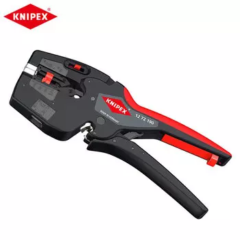 Автоматический инструмент для зачистки проводов KNIPEX, многофункциональные клещи для обжима клемм, 190 мм, с одной гильзой 12 72 190