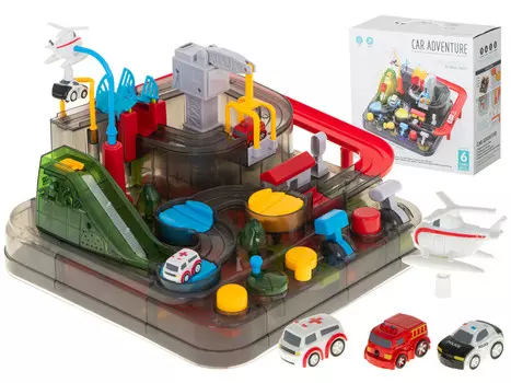 Автомобильная ДОРОЖКА ПРЕПЯТСТВИЙ 36x24,5 см | интерактивный | световые эффекты | транспортные средства ikonka