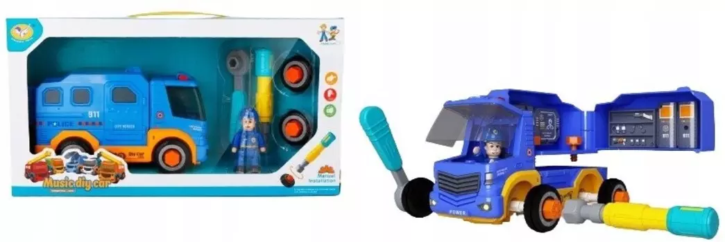 Автомобиль, Полицейский Автомобиль, Автомобиль, Поворотный Комплект Со Звуком + Фигурка Norimpex
