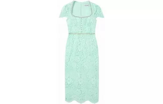 Автопортрет. Платье с короткими рукавами для женщин Self-portrait, мятно-зеленый