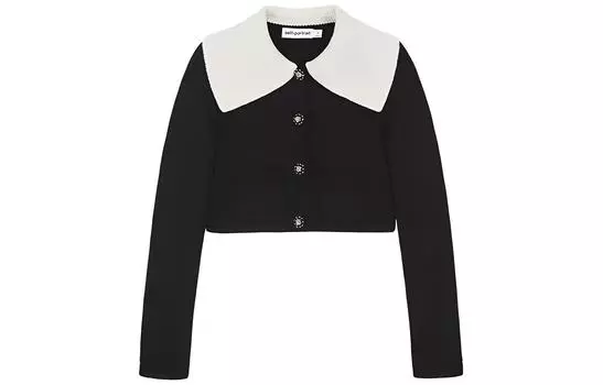 Автопортрет Укороченный вязаный кардиган Self-portrait, Classic Black