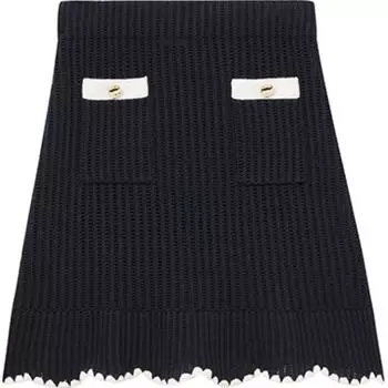 Автопортрет Вязаная крючком мини-юбка Self-portrait, темно-синий