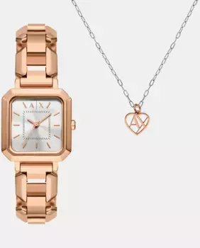 AX7167SET Женские часы из розовой стали Armani Exchange, розовый
