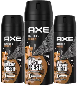 Axe, Leather&Cookies, Аэрозольный дезодорант, 3x150 мл