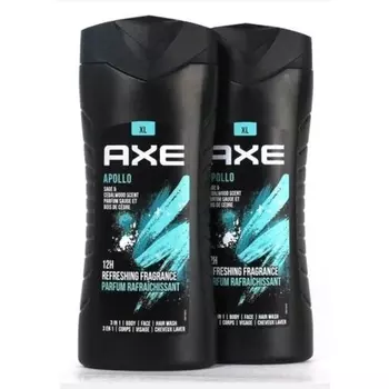 Axe XL Apollo Sage & Cedarwood Scent 3-в-1 гель для душа, лица и волос, 13,5 унций — упаковка из 2 шт. Axe/Lynx