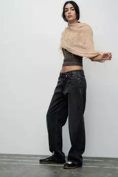 Аксессуарный вязанный шарф с перьями ZARA, бледно-розовый