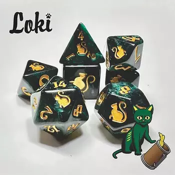 Аксессуары Black Oak Workshop Kitty Clacks Dice: Loki (7)