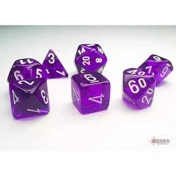 Аксессуары Chessex 10mm Polyhedral Dice: Translucent - Purple w/ White (7)