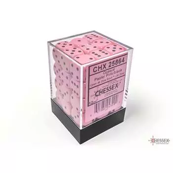 Аксессуары Chessex Chessex 12mm d6 Dice Set: Opaque - Pastel Pink/Black (36)