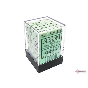 Аксессуары Chessex Chessex 12mm d6 Dice Set: Opaque - Pastel Green/Black (36)
