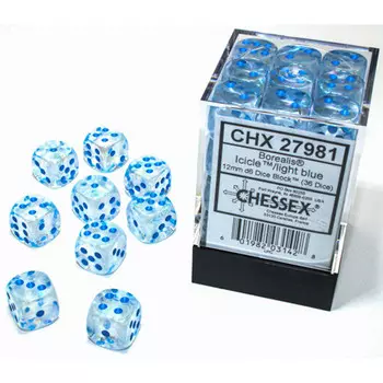 Аксессуары Chessex Chessex 12mm d6 Set: Borealis Luminary Icicle/Light Blue (36)