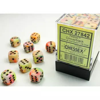 Аксессуары Chessex Chessex 12mm d6 Set: Festive - Circus w/Black (36)