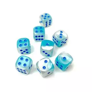 Аксессуары Chessex Chessex 12mm d6 Set: Gemini Luminary - Pearl Turquoise-White w/Blue (36)