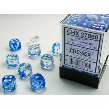 Аксессуары Chessex Chessex 12mm d6 Set: Nebula - Dark Blue w/White (36) (Clearance)