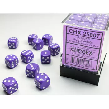 Аксессуары Chessex Chessex 12mm d6 Set: Opaque - Purple w/White (36)