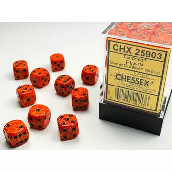 Аксессуары Chessex Chessex 12mm d6 Set: Speckled - Fire w/Black (36)