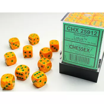 Аксессуары Chessex Chessex 12mm d6 Set: Speckled - Lotus w/Green (36)