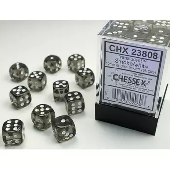 Аксессуары Chessex Chessex 12mm d6 Set: Translucent - Smoke w/White (36)