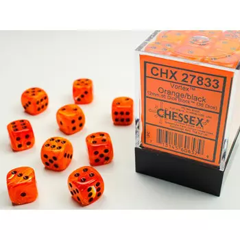 Аксессуары Chessex Chessex 12mm d6 Set: Vortex - Orange w/Black (36)