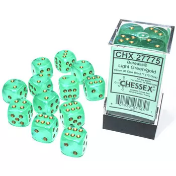 Аксессуары Chessex Chessex 16mm d6 Set: Borealis Luminary Light Green/Gold (12)