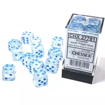 Аксессуары Chessex Chessex 16mm d6 Set: Borealis Luminary Icicle/Light Blue (12)