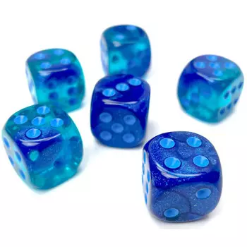 Аксессуары Chessex Chessex 16mm d6 Set: Gemini Luminary - Blue-Blue w/Light Blue (12)
