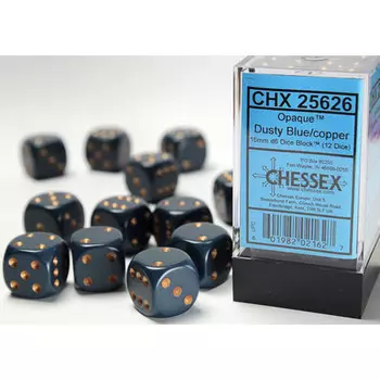 Аксессуары Chessex Chessex 16mm d6 Set: Opaque - Dusty Blue w/Copper (12)