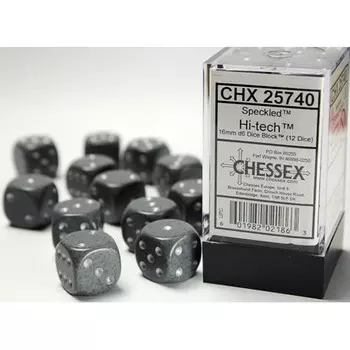 Аксессуары Chessex Chessex 16mm d6 Set: Speckled - Hi-Tech w/Silver (12)