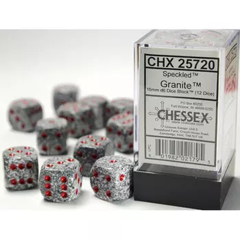 Аксессуары Chessex Chessex 16mm d6 Set: Speckled - Granite w/Red (12)