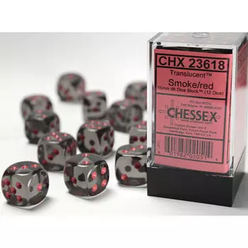 Аксессуары Chessex Chessex 16mm d6 Set: Translucent - Smoke w/Red (12)