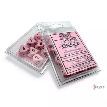 Аксессуары Chessex Chessex d10 Dice Set: Opaque - Pastel Pink/Black (10)