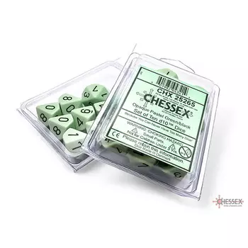Аксессуары Chessex Chessex d10 Dice Set: Opaque - Pastel Green/Black (10)