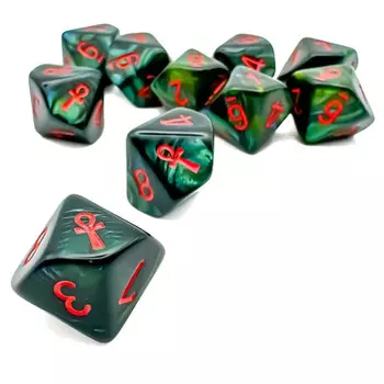 Аксессуары Chessex Chessex d10 Set: Scarab - Jade/Red (10)