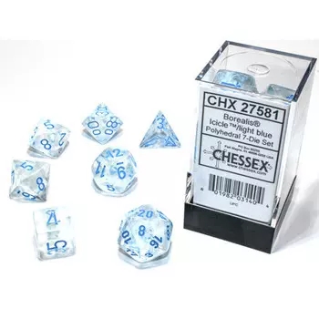 Аксессуары Chessex Chessex Dice Set: Borealis Luminary Icicle/Light Blue (7)