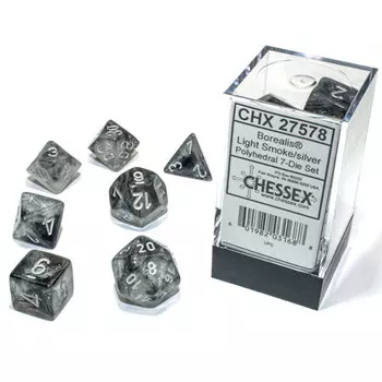 Аксессуары Chessex Chessex Dice Set: Borealis Luminary Light Smoke/Silver (7)