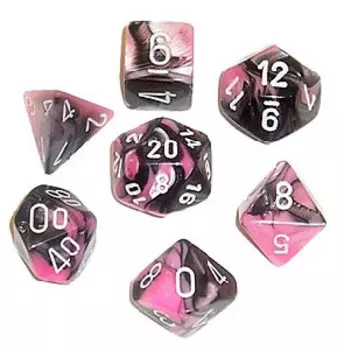 Аксессуары Chessex Chessex Dice Set: Gemini Black-Pink w/White (7)