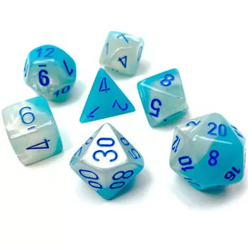 Аксессуары Chessex Chessex Dice Set: Gemini Luminary - Pearl Turquoise-White w/Blue (7)