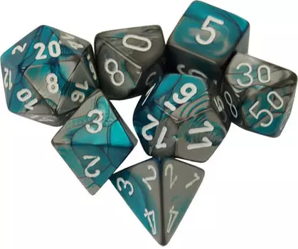 Аксессуары Chessex Chessex Dice Set: Gemini Steel-Teal w/White (7)