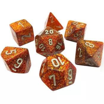Аксессуары Chessex Chessex Dice Set: Glitter - Gold w/Silver (7)