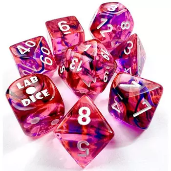Аксессуары Chessex Chessex Dice Set: Lab Series 6 - Nebula - Black Light Special w/White (8)