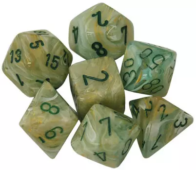 Аксессуары Chessex Chessex Dice Set: Marble Green w/ Dark Green (7)