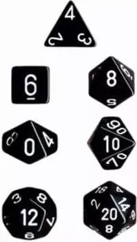 Аксессуары Chessex Chessex Dice Set: Opaque Black w/White (7)