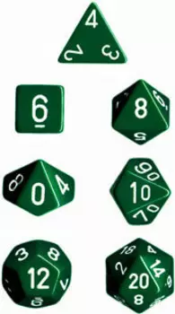 Аксессуары Chessex Chessex Dice Set: Opaque Green w/White (7)